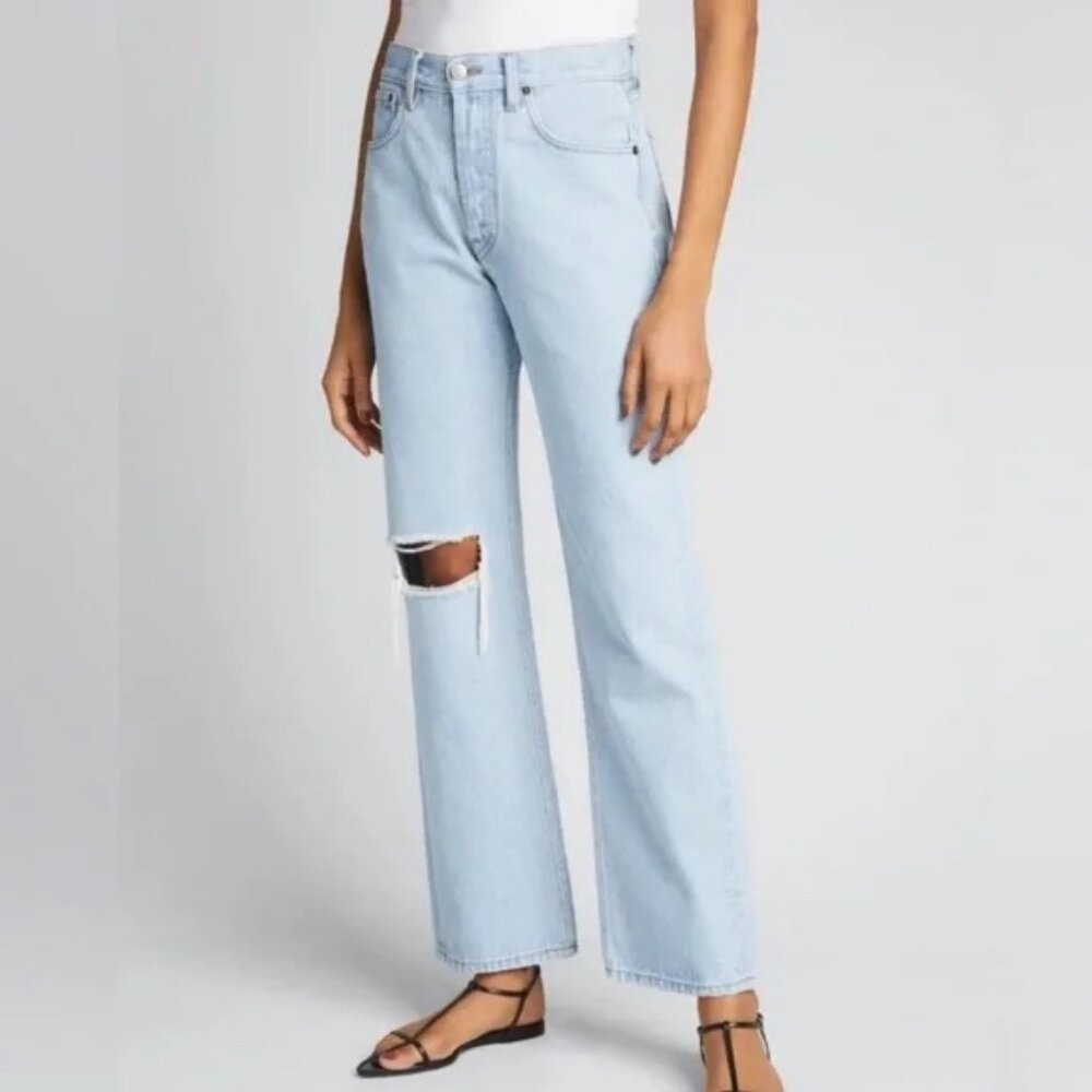 Still Here Childhood distressed high-rise straight leg jeans